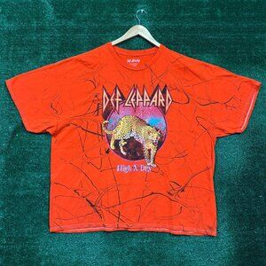 Def Leppard High N' Dry Heavy Metal Band Tie Dye T-Shirt Size 2XL